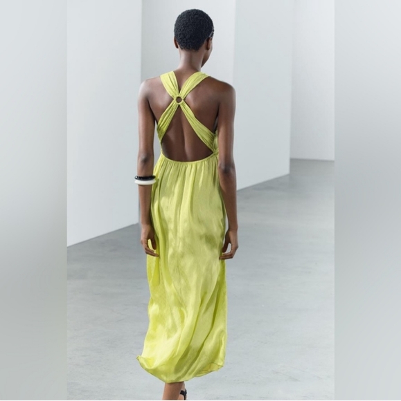 Zara Satin Effect Dress Lime size XS and M - Picture 9 of 16